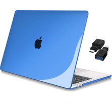 Codegen Apple 13" Macbook Pro M2 A2686 Kristal Lacivert Kılıf Koruyucu + USB Çevirici