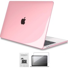 Codegen Apple 13" Macbook Pro M2 A2686 Kristal Pembe Kılıf Koruyucu + Ekran Filmi