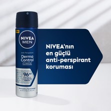 NIVEA Men Derma Control Clinical Erkek Sprey Deodorant 150ml,96 Saat Üstün Koruma,DermaDry Technology ile Ekstra Kuruluk