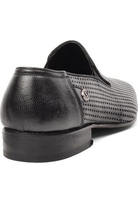 Suphi Şeker Siyah Deri Kösele Taban Erkek Klasik Ayakkabı