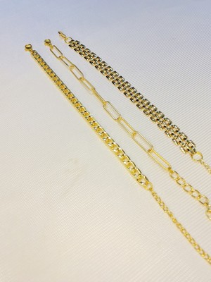 Bers Aksesuar Kadın Altın Kaplama Saat Yanı Zincir Bileklik