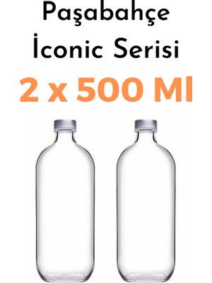 Paşabahçe 2 Adet Paşabahçe Iconic Cam Su Şişesi Yağ Limon Saklama Kabı Seti 2X500 ml