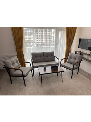 Modern Style Home  Balkon, Bahçe, Cafe - Mobilya, Metal Koltuk Takımı - 2+1+1 + Sehpa
