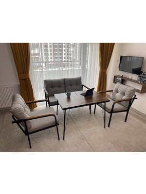 Modern Style Home  Balkon, Bahçe, Cafe - Mobilya, Metal Koltuk Takımı - 2+1+1+ Masa