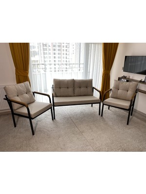 Modern Style Home  Balkon, Bahçe, Cafe - Mobilya, Metal Koltuk Takımı - 2+1+1