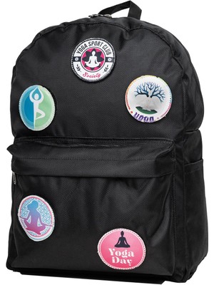 Perlotus Değiştirilebilir Pilates Yoga Temalı Unisex Patch Günlük Spor Sırt Çantası