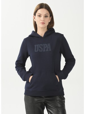 U.S. Polo Assn.  Kapüşon Yaka Baskılı Lacivert Kadın Sweatshirt GIZMO-SK022