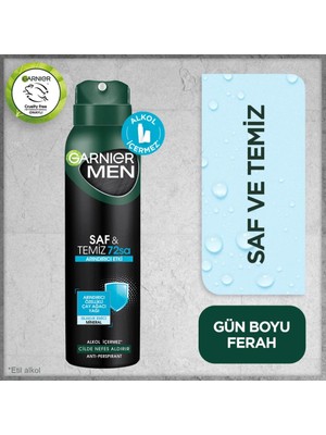 Garnier Men 150 ml Saf ve Temiz Erkek Deodorant Arındırıcı Çay Ağacı Yağı ile Etkili