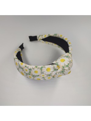 Tedz Collection Beyaz Papatya Desenli Düğümlü Taç