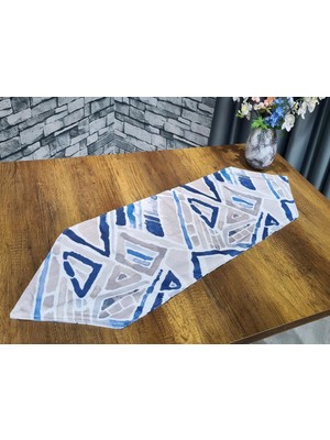 Çeyiz Diyarı Geometrik Lüx Runner Mavi