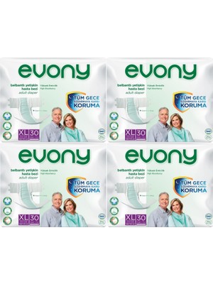 EVONY Hasta Bezi Yetişkin Bel Bantlı Tekstil Yüzey Extra Large- Ekstra Büyük Boy 120 Adet (4Pk*30)