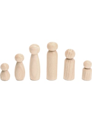 Ağaçtan Waldorf  Natürel Peg Bebek Aile Seti