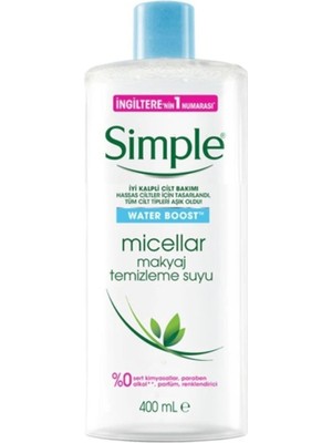 Simple Water Boost Micellar Makyaj Temizleme Suyu 400 ml Hassas Ciltler İçin Hipoalerjenik Arındırıcı