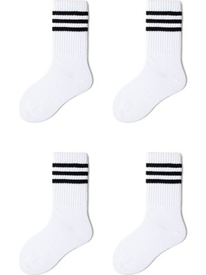 Bgk 4 Çift Çocuk Çizgili Mevsimlik Çorap