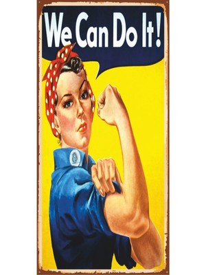 Hayat Poster We Can Do It (10 cm x 20 Cm) Mini Retro Ahşap Poster