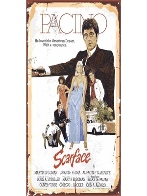 Hayat Poster Al Pacino Scarface (10 cm x 20 Cm) Mini Retro Ahşap Poster