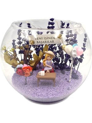 Çiçek Tasarım Sanatları Teraryum Morun Asaleti ve Tatlı Kız . Yeni Işinde Başarılar , (Bayan) LED Peri Işıklı