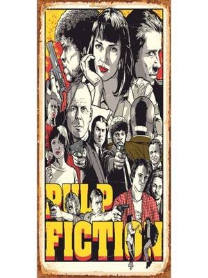 Hayat Poster Pulp Fiction (10 cm x 20 Cm) Mini Retro Ahşap Poster