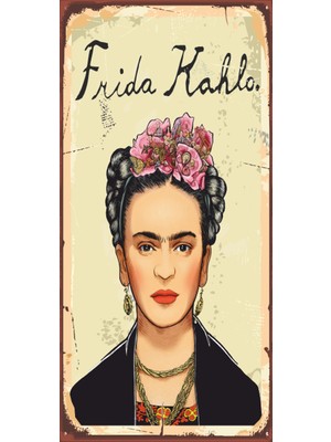 Hayat Poster Frida Imzalı Mini Retro Ahşap Poster