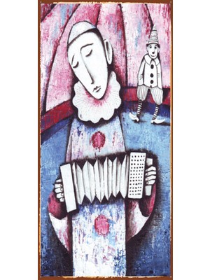 Hayat Poster Hüzünlü Sirk 10 cm x 20 cm Mini Retro Ahşap Poster
