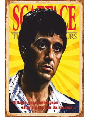 Hayat Poster Scarface Alpachino Retro Ahşap Poster