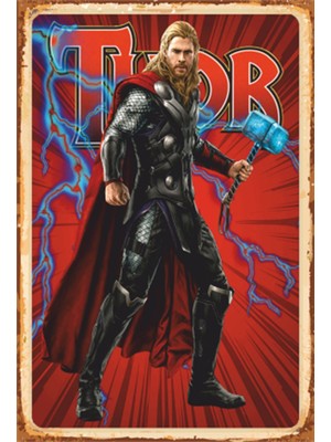 Hayat Poster Thor Süper Kahramanlar Retro Ahşap Poster