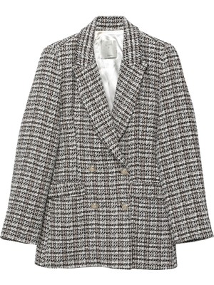 Quzu Düğme Detaylı Tüvit Blazer Ceket Siyah