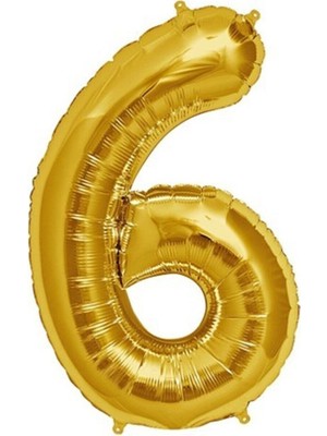 Hknys 6 Yaş Rakam Folyo Balon 76 cm 32 Inç -Gold(Altın) Renk Folyo Balon