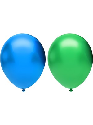 Hknys 50 Adet Metalik Balon (Koyu Yeşil - Koyu Mavi-Karışık)- Helyum Gazı Uyumludur.-Dogum Günü Parti Balon