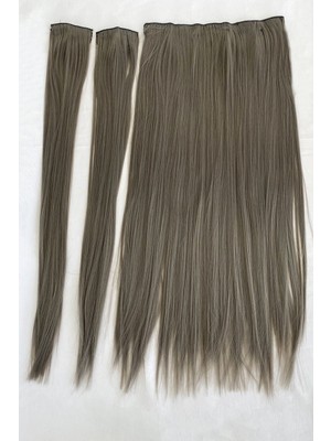 Takıştır Isıya Dayanıklı Yıkanabilir Yarımay Çıt Çıt Saç180#3Gri-Düz-65 CM-135 Gr+2 Adet Yan Çıt Çıt Saç