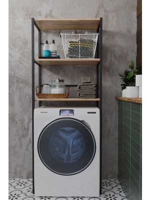 Tedarikcenter Çamaşır Makinesi Üstü 3 Raflı Düzenleyici 3 Katlı Çok Amaçlı Metal Banyo Dolabı