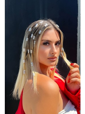 Takıştır Gümüş Renk Saç Küpesi