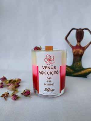 Solman Venüs Aşk Çiçeği Mumu Pembe Kuvars Taşı Aşk Enerji Kokuları %100 Soya Wax Meditasyon Ritüel Mumu