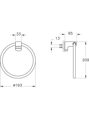 VitrA Base 700 A4407236 Halka Havluluk, Mat Siyah