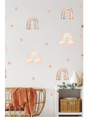 Duende Sticker  Yağmurlu Bohem Gökkuşağı Çocuk Odası Duvar Stickerı