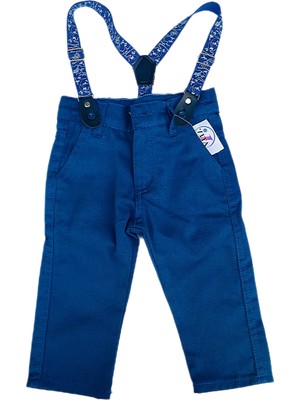VİTASTORETR Saksmavisi Askılı Keten Erkek Çocuk Pantolon