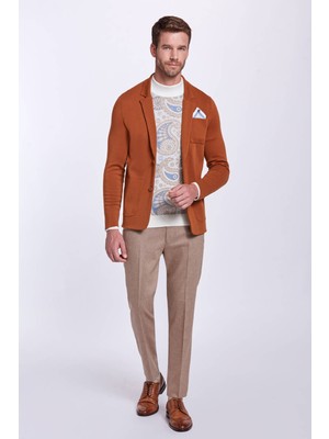 Hemington Extrafine Merino Triko Blazer Karamel Rengi Ceket