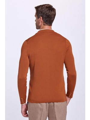 Hemington Extrafine Merino Triko Blazer Karamel Rengi Ceket