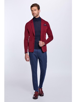 Hemington Extrafine Merino Triko Blazer Bordo Ceket