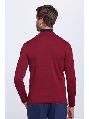 Hemington Extrafine Merino Triko Blazer Bordo Ceket