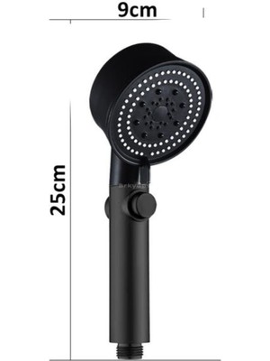 LaMiaSeta Turbo Fan 5 Fonksiyonlu Siyah Duş Başlığı El Duşu Handshower