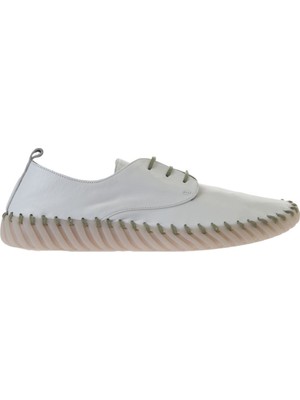 Bueno Shoes Beyaz Haki Deri Erkek Spor Ayakkabı