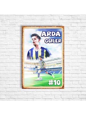 Trend Poster Arda Güler Sarı Lacivert  Retro Ahşap Poster
