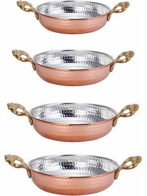 Miray Hediyelik Çift Saplı Bakır Sahan 4'lü Set