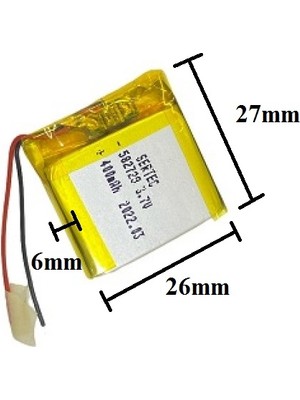 Sertec 582728 3.7V 400 Mah Lityum Polimer Pil 1.5A (Drone Için Uygun Değildir)