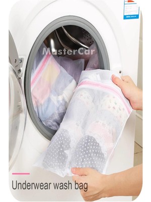 MasterCar Renkli Fermuarlı Çamaşır Yıkama Filesi Seti 3 Adet Premium Kalite Fileli Kirli Sepeti