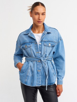 Dilvin 65304 Kemerli Oversize Mont-Mavi