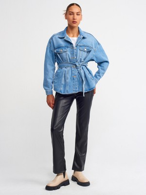 Dilvin 65304 Kemerli Oversize Mont-Mavi