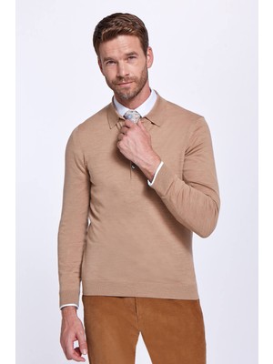 Hemington Polo Yaka Merino Yün Camel Triko