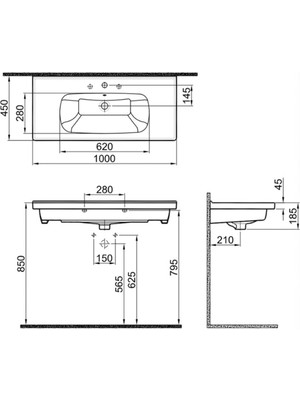 Kale Idea 2.0 100x45 Cm Etajerli Lavabo